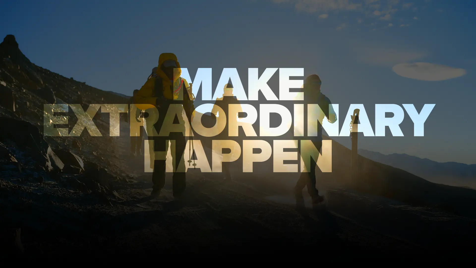 Make Extraordinary Happen - words over the top of the World's Highest Marathon world record event.